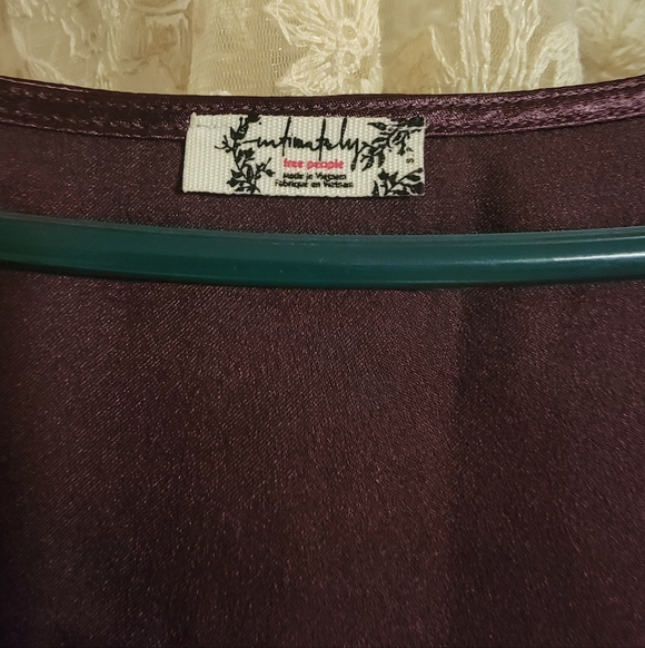 Free People Chasing Love Satin Burgandy Top - Picture 2 of 6